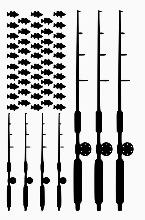 Fishing Pole American Flag Decal