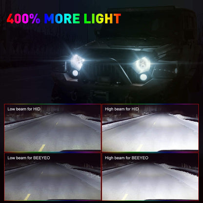 1997-2018 Jeep Wrangler 7 Inch RGB Halo Headlights And Fog Lights Bluetooth Color Control Dot Kits For 19972018 Jk Jku Tj Ljw Ring Drl Amber Turn Signalhilo Beam Multicolor