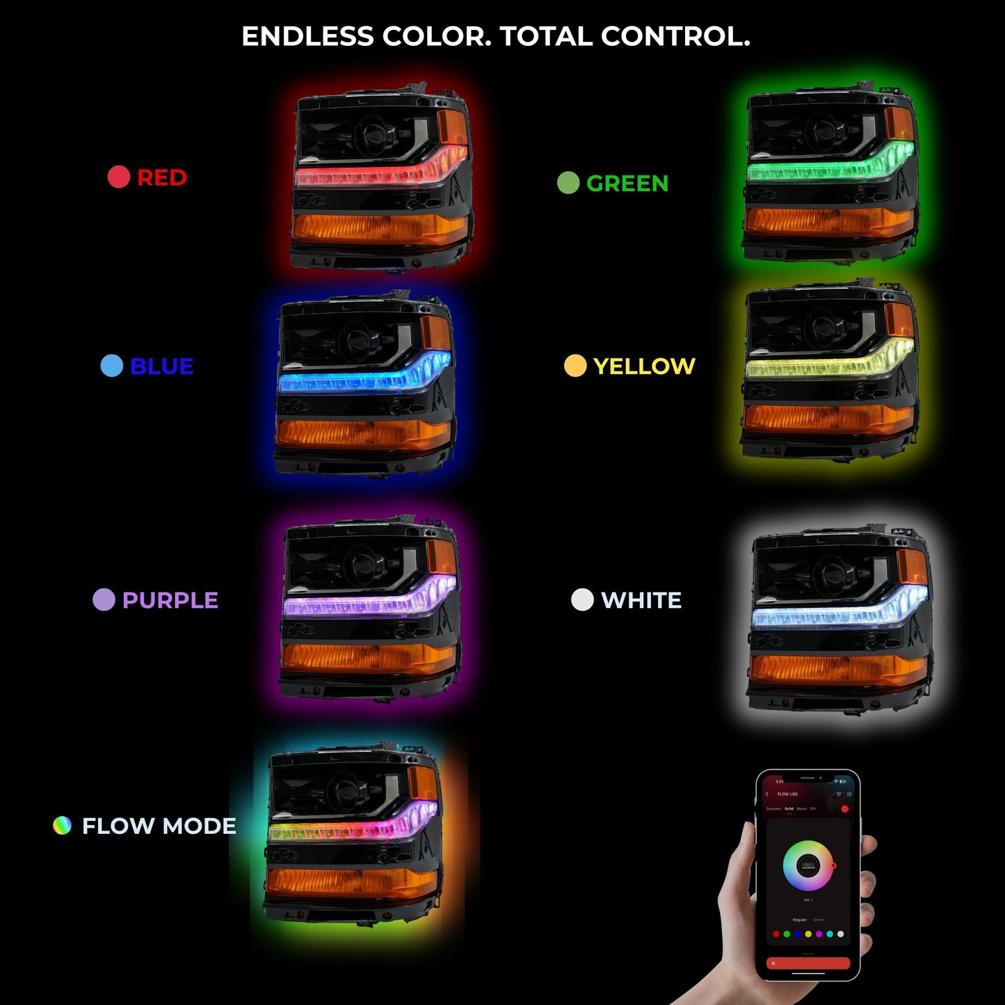 Chevrolet Silverado Multicolor Flow Series DRL Boards (2016-2018)