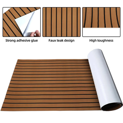 Boat Flooring EVA Foam Boat Decking Faux Teak Marine Flooring Marine Mat Sheet for Motorboat RV Yacht Kayak Surfboard