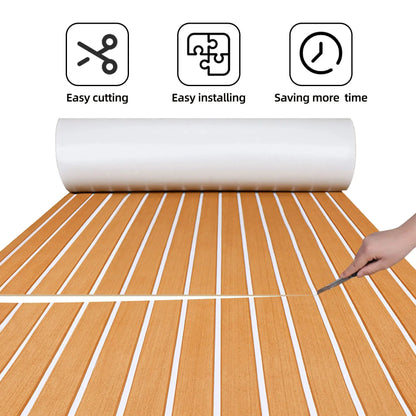 Boat Flooring EVA Foam Boat Decking Faux Teak Marine Flooring Marine Mat Sheet for Motorboat RV Yacht Kayak Surfboard