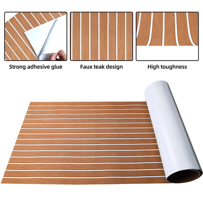 Boat Flooring EVA Foam Boat Decking Faux Teak Marine Flooring Marine Mat Sheet for Motorboat RV Yacht Kayak Surfboard
