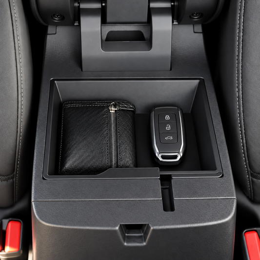 Custom Center Console Organizer Tray — concept rendering; final product made to confirmed specifications