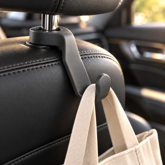 Custom Headrest Bag Hook — concept rendering; final product made to confirmed specifications