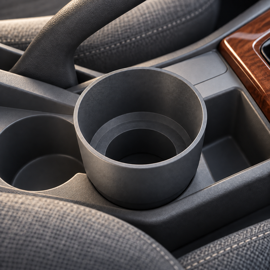 Custom Large-Bottle Cup Holder Adapter — concept rendering; final product made to confirmed specifications