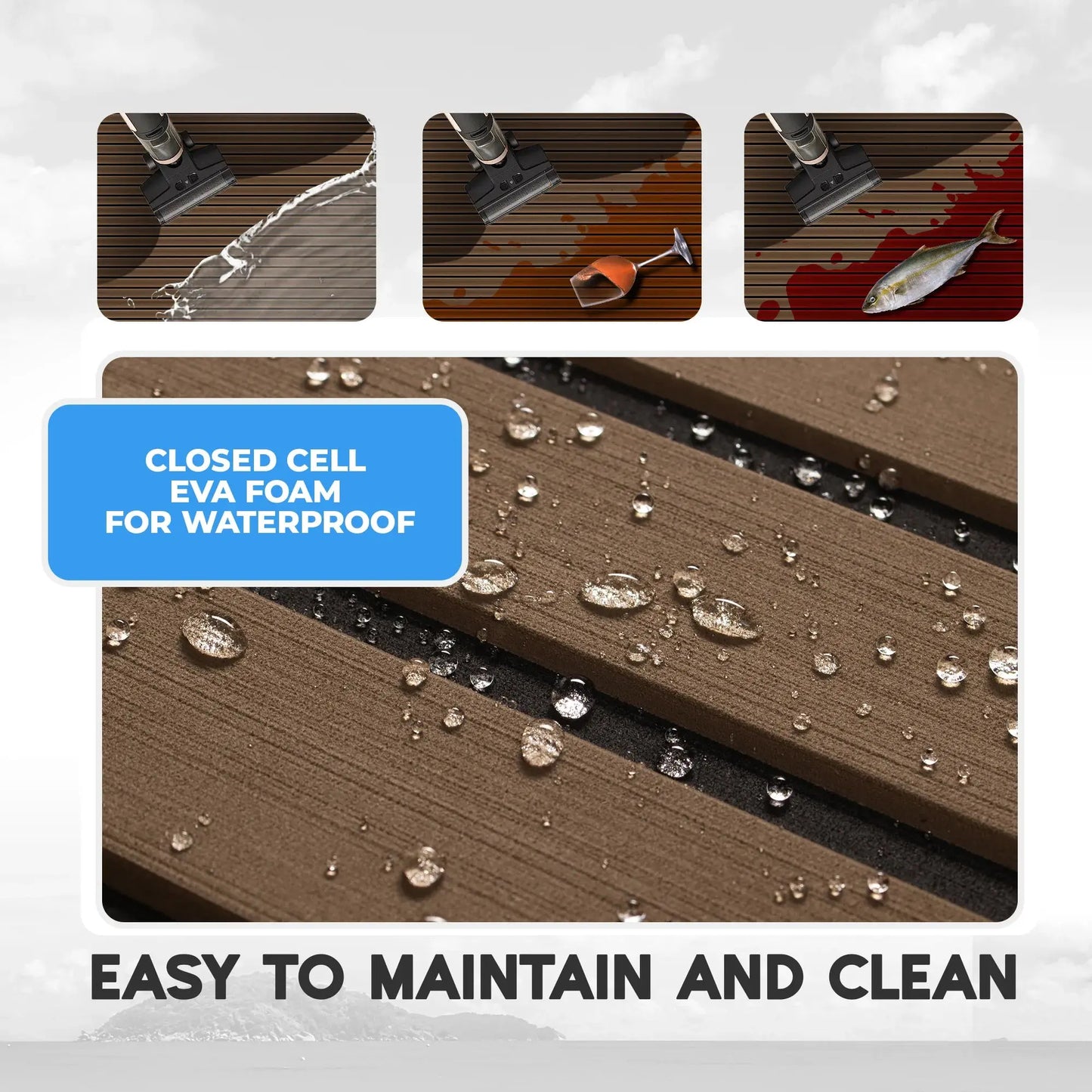 Boat Flooring EVA Foam Boat Decking Faux Teak Marine Flooring Marine Mat Sheet for Motorboat RV Yacht Kayak Surfboard